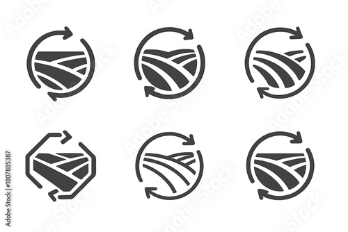 Multi-Cropping Logo Variations. Multi-Cropping Systems. Icon set. Set Logo of Multi-Cropping: sustainable farming layout. harmonious logo variations of the