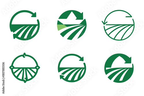 Agriculture Climate Logos. Agriculture and climate change. Icon set. Set Logo of agriculture and climate change: on-farm weather station with anemometer and