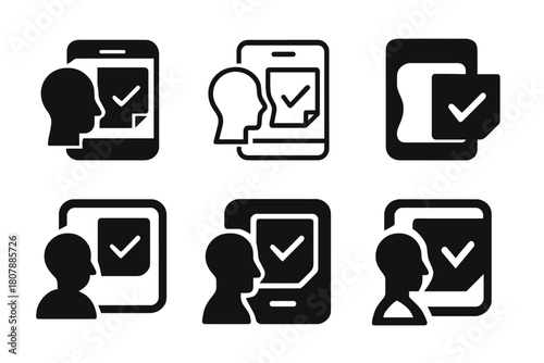 Iconic Planner Logos. Using an app or paper planner to organize thoughts and appointments. Icon set. Set Logo of using an app or paper planner to organize