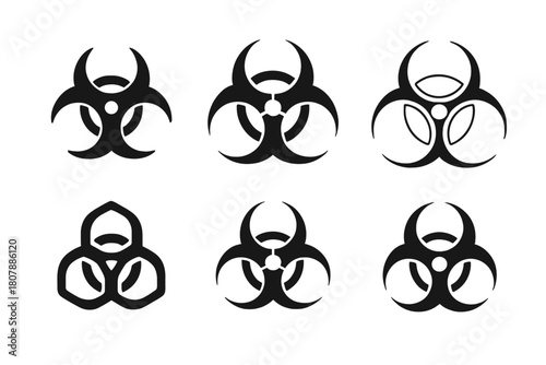 Substance Symbol Logos. Substances. Icon set. Set Logo of Substances: Substance hazard symbol. harmonious logo variations of the same emblematic concept, each