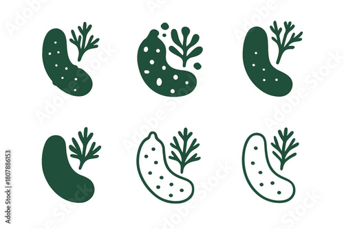 Pickled Food Logos. pickled food. Icon set. Set Logo of pickled food: open jar with pickling brine. harmonious logo variations of the same emblematic concept,