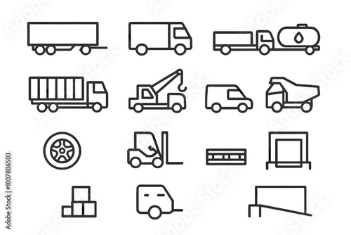 Freight Transport Icons. Freight Transport. Solid icon set of Freight Transport: delivery truck, cargo ship, airplane, shipping container, warehouse, globe,