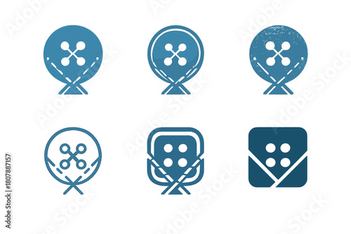 Faded Jeans Logos. Faded jeans. Icon set. Set Logo of faded jeans: denim texture pattern. harmonious logo variations of the same emblematic concept, each with