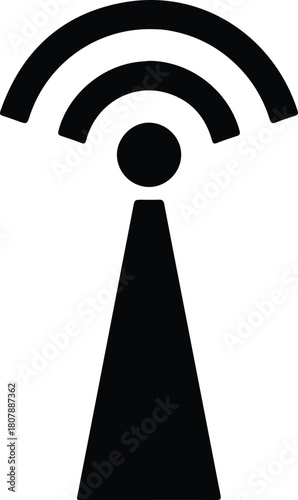 Illustration of wireless signal tower connection minimal silhouette vector