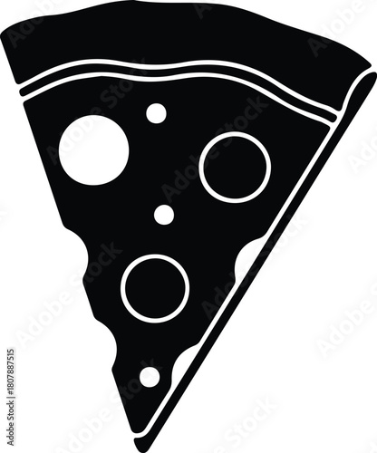 Illustration Pizza slice icon with pepperoni minimalist food silhouette vector