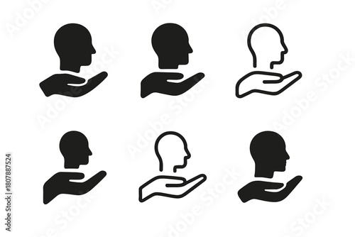 Quiet Leadership Icons. Quiet leadership. Icon set. Set Logo of quiet leadership: calm leader silhouette. harmonious logo variations of the same emblematic