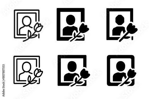 Memorial Logo Variations. Remembering loved ones with special memorial traditions. Icon set. Set Logo of remembering loved ones with special memorial