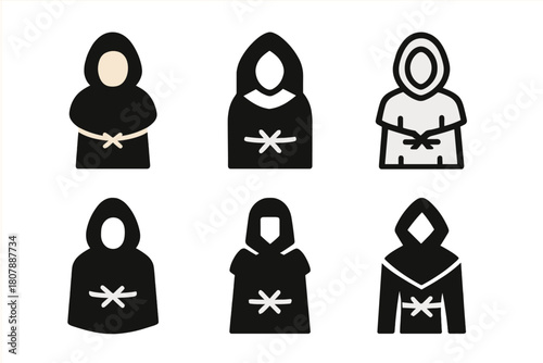 Medieval Costume Logos. medieval costumes. Icon set. Set Logo of medieval costumes: royal banquet dress. harmonious logo variations of the same emblematic