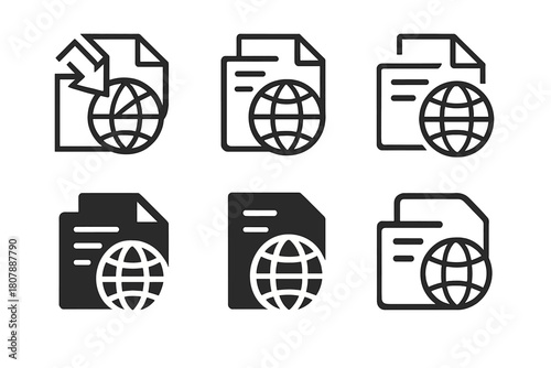 Customs Broker Logos. customs brokers. Icon set. Set Logo of customs brokers: document with cargo container. harmonious logo variations of the same emblematic