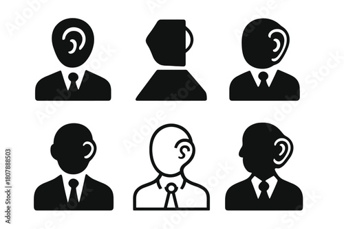 Quiet Leadership Icons. Quiet leadership. Icon set. Set Logo of quiet leadership: calm leader silhouette. harmonious logo variations of the same emblematic