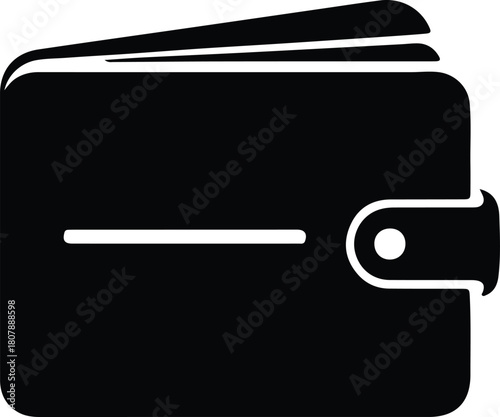 Illustration Simple black wallet icon monetary currency payment silhouette vector