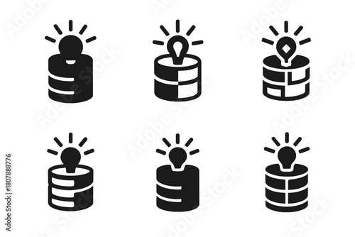 Data Science Logos. Data science. Icon set. Set Logo of data science: clustering scatter plot with centroid. harmonious logo variations of the same emblematic