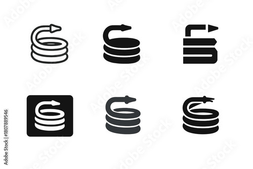 Hose Logo Variations. Hose. Icon set. Set Logo of hose: sprinkler head. harmonious logo variations of the same emblematic concept, each with different artistic