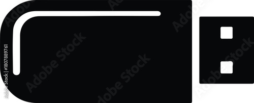 Illustration usb flash drive technology minimalist black silhouette vector