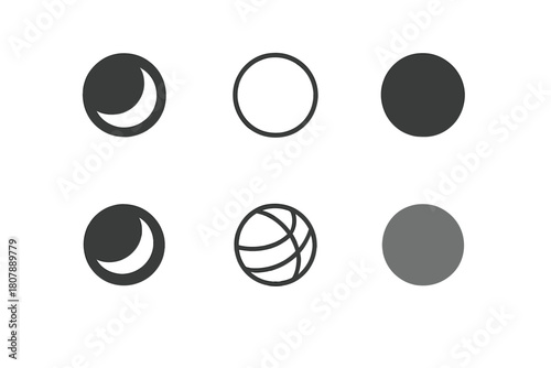Round Logo Variations. Round. Icon set. Set Logo of round: coin-like disk with beveled edge. harmonious logo variations of the same emblematic concept, each