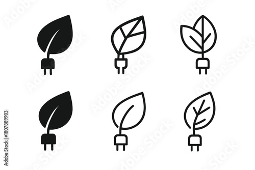 Biological Energy Source Logos. alternative energy sources from biological processes. Icon set. Set Logo of alternative energy sources from