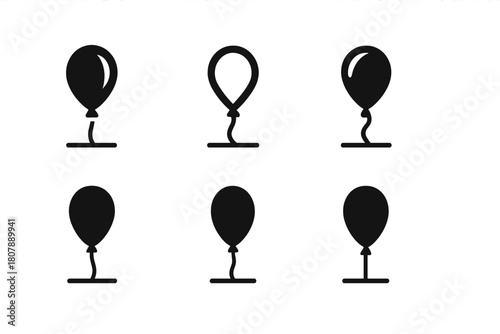 Diverse Balloon Logos. Balloon. Icon set. Set Logo of balloon: helium balloon floating above ground. harmonious logo variations of the same emblematic concept,