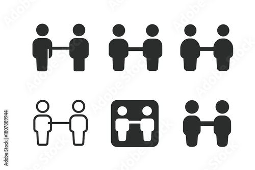 Relationship Distance Logos. Distance in relationship. Icon set. Set Logo of distance in relationship: two people standing apart with connecting