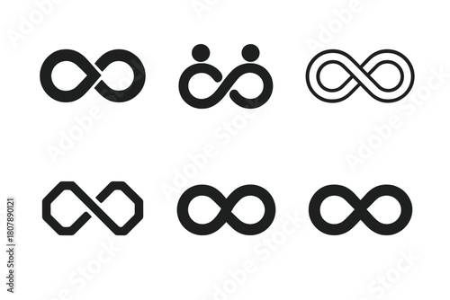 Deep Connection Emblems. Deep connection. Icon set. Set Logo of deep connection: infinity symbol. harmonious logo variations of the same emblematic concept,