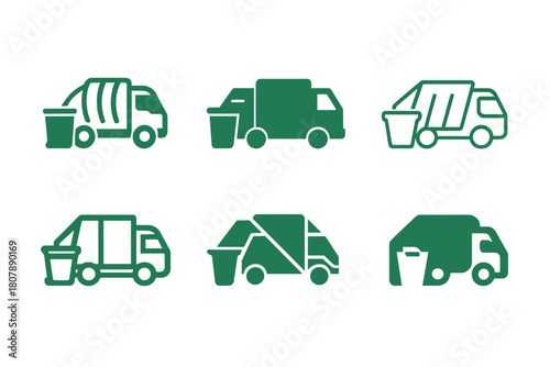 Waste Management Logos. waste management. Icon set. Set Logo of waste management: sorting conveyor belt. harmonious logo variations of the same emblematic