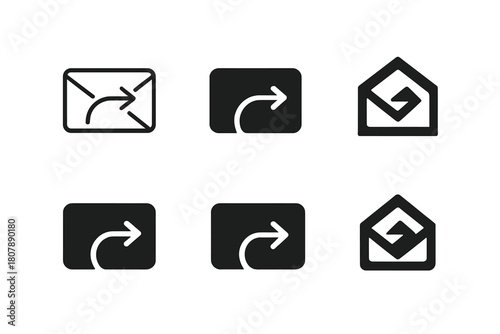 Return Address Logos. Return address. Icon set. Set Logo of Return address: Letter with folded corner. harmonious logo variations of the same emblematic