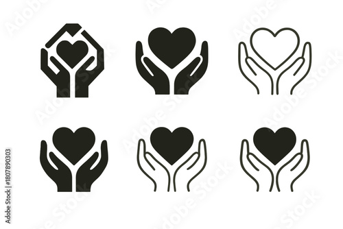 Chronic Sorrow Logos. The quiet sorrow of living with chronic conditions. Icon set. Set Logo of The quiet sorrow of living with chronic conditions: Hands