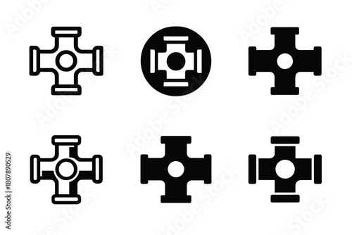 Pipeline Logo Variations. pipeline. Icon set. Set Logo of pipeline: factory pipeline system. harmonious logo variations of the same emblematic concept, each