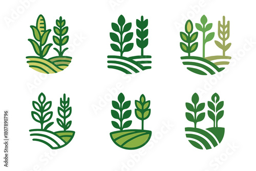 Multi-Cropping Logo Variations. Multi-Cropping Systems. Icon set. Set Logo of Multi-Cropping: sustainable farming layout. harmonious logo variations of the