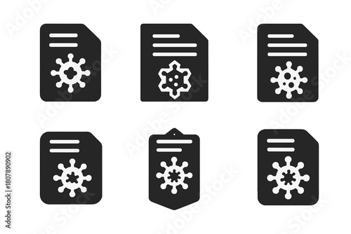 Disease Outbreak Icons. Disease outbreaks. Icon set. Set Logo of Disease outbreaks: Virus particle. harmonious logo variations of the same emblematic concept,