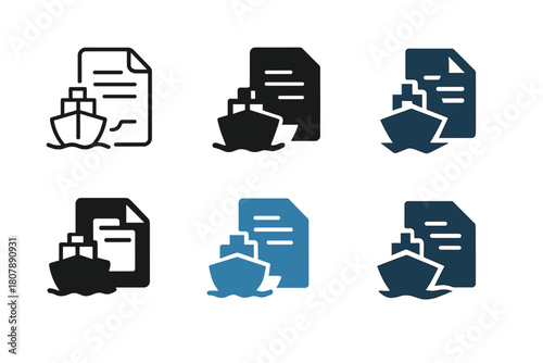 Customs Brokers Icon Set. customs brokers. Icon set. Set Logo of customs brokers: shield with import-export arrows. harmonious logo variations of the same