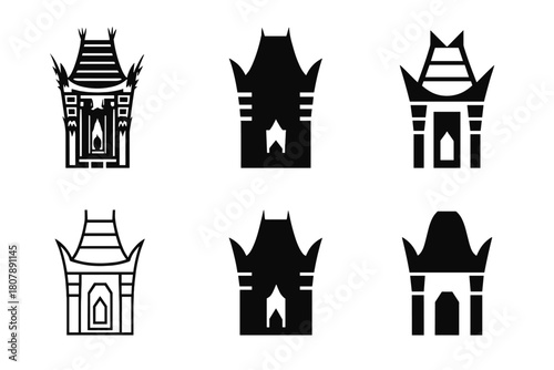 Hollywood Boulevard Icons. Hollywood Boulevard. Icon set. Set Logo of Hollywood Boulevard: street performer silhouette with guitar next to star tile.