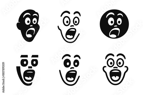 Parody Skit Icons. Parody skit. Icon set. Set Logo of parody skit: laughing audience. harmonious logo variations of the same emblematic concept, each with