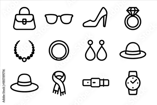 Fashion Accessory Icons. Fashion accessories. Icon set. Set Logo of fashion accessories: bow tie. harmonious logo variations of the same emblematic concept,