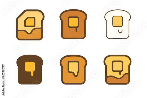 Butter Dish Icons. Butter dish. Icon set. Set Logo of Butter dish: Butter spreader and dish combo. harmonious logo variations of the same emblematic concept,