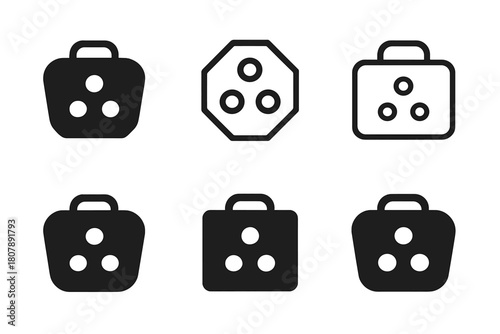 Stylish Trash Bin Logos. Trash bin lid. Icon set. Set Logo of Trash bin lid: Lid with ventilation holes. harmonious logo variations of the same emblematic