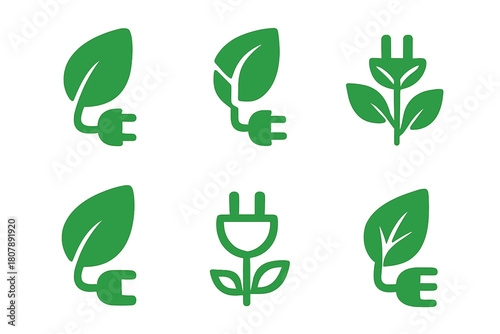 Biological Energy Source Logos. alternative energy sources from biological processes. Icon set. Set Logo of alternative energy sources from