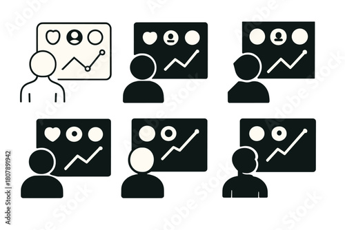 Social Media Career Icons. exploring careers in social media and digital marketing. Icon set. Set Logo of exploring careers in social media and digital
