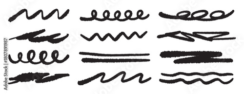 Hand drawn underline strokes decorative design art pattern texture line accent