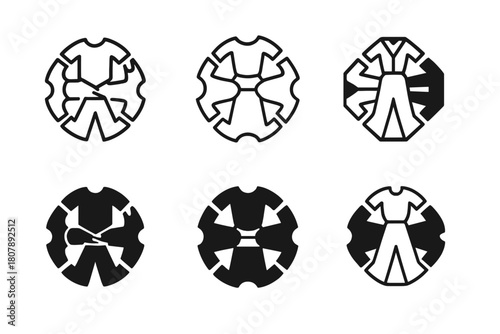 Diverse Fashion Icons. Diversity in fashion. Icon set. Set Logo of diversity in fashion: global fashion motif with cultural patterns. harmonious logo