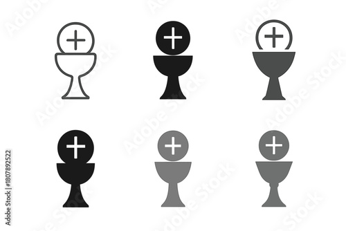 Holy Communion Logos. Holy communion. Icon set. Set Logo of holy communion: sacred altar with chalice. harmonious logo variations of the same emblematic