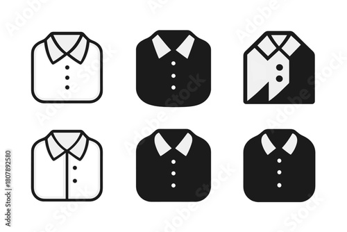 Work-From-Home Fashion Logos. work-from-home fashion. Icon set. Set Logo of work-from-home fashion: pajama top with stylish collar. harmonious logo variations