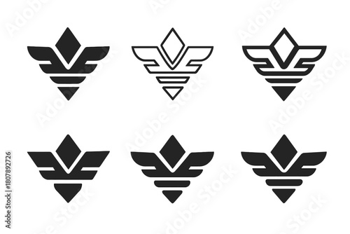 Battlefront Emblem Variations. Battlefront. Icon set. Set Logo of Battlefront: Strategic command symbol. harmonious logo variations of the same emblematic