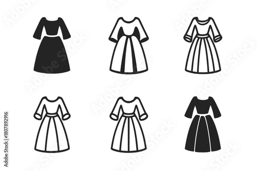 Medieval Costume Logos. medieval costumes. Icon set. Set Logo of medieval costumes: royal banquet dress. harmonious logo variations of the same emblematic