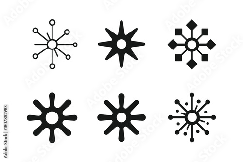 Big Bang Logos. big bang. Icon set. Set Logo of big bang: radiant energy sphere. harmonious logo variations of the same emblematic concept, each with different