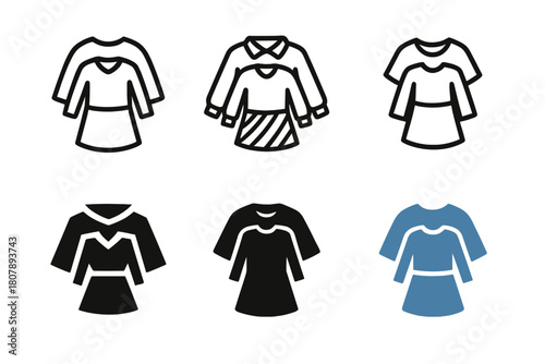 Outfit Logo Variations. Mixing and matching outfits. Icon set. Set Logo of mixing and matching outfits: shoes and accessories. harmonious logo variations of