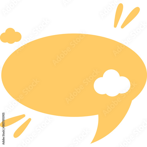 Golden Yellow Speech Bubble With Clouds and Sparkle Accents On Transparent Background Communication Concept