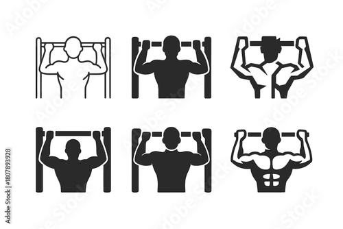 Muscle Building Logos. Muscle building. Icon set. Set Logo of Muscle building: Protein shake bottle. harmonious logo variations of the same emblematic concept,