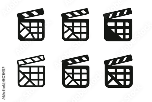 Hollywood Boulevard Logos. Hollywood Boulevard. Icon set. Set Logo of Hollywood Boulevard: clapboard merged with boulevard map grid. harmonious logo variations