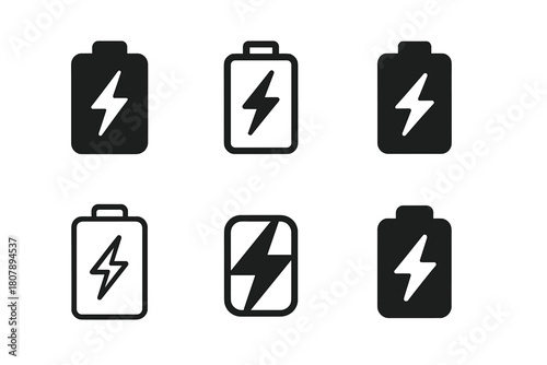 Energy Storage Logos. Energy storage batteries. Icon set. Set Logo of Energy storage batteries: Renewable energy storage. harmonious logo variations of the
