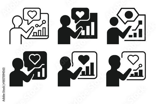 Social Media Career Icons. exploring careers in social media and digital marketing. Icon set. Set Logo of exploring careers in social media and digital